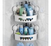 TAILI Esquina de succión ducha Caddy 2 Pack Estante de Ducha de Baño Cesta de Almacenaje Organizador de Pared para Champú Acondicionador Estante de Ducha de Plástico para Cocina y Baño