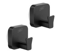 TAILI Gancho Ventosa para Baño 2 Piezas Toallero Con Ventosa Sin Taladro Inoxidable Colgador Toalla Baño Reutilizables Cocina Gancho Pared para Toallas y Albornoces, Cuadrada, Tipo C, Negro