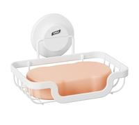 TAILI Jabonera Baño con Ganchos, Soporte de Succión Jabón de 5 KG para Baño, Bañera, Montado en Pared, Impermeable, Sin Taladro, Jabonera Ducha Desmontable, Vaso de Succión Esponja de Lavabo, Blanco