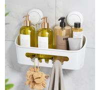 TAILI Organizador de ducha con ventosa sin perforación, extraíble, potente, resistente, capacidad máxima de 22 libras, con ventosa, impermeable, organizador para baño y cocina, color blanco