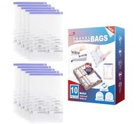 TAILI Pequeñas bolsas de vacío para ropa, bolsas de almacenamiento al vacío de viaje, paquete de 10 unidades, 60 x 40 cm, reutilizables, ahorra un 80% de espacio de almacenamiento para viajes, ropa