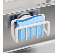 TAILI Portadescuartas para Fregadero de Cocina con Ventosa Fuerte, Soporte de Aluminio Inoxidable para paños, portadescuartas extraíble para Cocina, Cepillo para Platos - Blanco