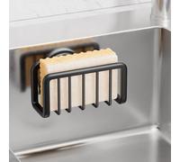 TAILI Portadescuartas para Fregadero de Cocina con Ventosa Fuerte, Soporte de Aluminio Inoxidable para paños, portadescuartas extraíble para Cocina, Cepillo para Platos - Negro