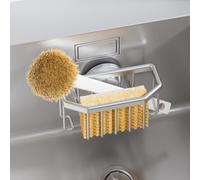 TAILI Portaesponjas de Cocina con Ventosa Fuerte, Cubo de Fregadero, Soporte Estropajo Fregadero antioxidante, Adecuado para Guardar esponjas, cepillos y tapón - Plata