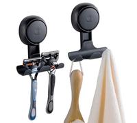 TAILI Soporte para maquinilla de afeitar de ducha, paquete de 2, gancho de succión al vacío reutilizable resistente para maquinilla de afeitar, Negro, Clásico