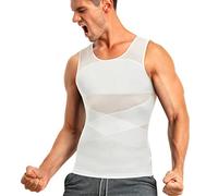 TAILONG Camiseta de compresión para Hombre para moldear el Cuerpo, Chaleco Adelgazante, Ropa Interior Ajustada para el Abdomen, Camiseta sin Mangas, Blanco, Large