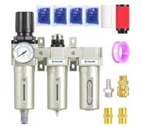 TAILONZ PNEUMATIC 0-1.6MPA 1/2 Inch BSP Sistema Industrial de Secado de Aire de Tres Etapas, Filtro de Partículas, Filtro Coalescente, Secador Desecante y Regulador de Aire (Drenaje Automático)