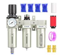 TAILONZ PNEUMATIC 0-1.6MPA 3/4 Inch BSP Sistema Industrial de Secado de Aire de Tres Etapas, Filtro de Partículas, Filtro Coalescente, Secador Desecante y Regulador de Aire (Drenaje Automático)