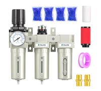 TAILONZ PNEUMATIC 0-1.6MPA 3/4 Inch BSP Sistema Industrial de Secado de Aire de Tres Etapas, Filtro de Partículas, Filtro Coalescente, Secador Desecante y Regulador de Aire (Drenaje Manual)
