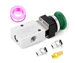 TAILONZ PNEUMATIC 1/4 "BSP Verde Válvula Mecánica de Control Neumático de 3 Vías y 2 Posiciones de tipo seta con pulsador de rearme manual