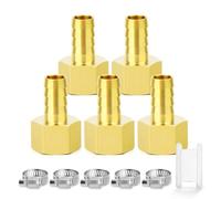 TAILONZ PNEUMATIC 14mm OD Barb x 1/2 Inch BSP Brass Female Hose Fitting Connector（Paquete de 5）