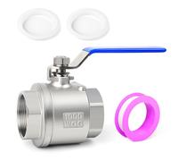 TAILONZ PNEUMATIC 1PCS Válvula de bola de alto volumen y paso total con manijas azules de acero inoxidable 304, racor de tubería con rosca hembra x hembra de 1/2"