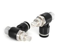 TAILONZ PNEUMATIC 2 Pack SL6-01 Push to Connect Air Line Fitting Air Flow Control Valve 6MM od 1/8 Inch BSP Elbow 90 Degree Air Speed Control Valve Fitting