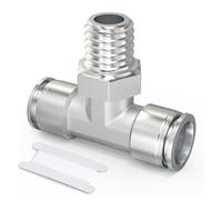 TAILONZ PNEUMATIC 304 Stainless steel Male Branch Tee 6mm Tube OD x 1/4 Inch BSP Thread Push to Connect Fittings PT6-02 (Pack of 2)