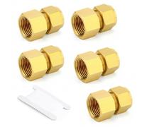 TAILONZ PNEUMATIC 5 Piezas Racor de Compresión de Latón, Adaptador Recto Roscado Hembra de 6mm OD x 1/4", Conector de Tubo para Tuberías de Cobre, Plástico y Aluminio