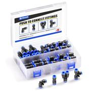 TAILONZ PNEUMATIC 8mm OD Accesorios de conexión a presión Kit de racores neumáticos 10 separadores+10 codos+10 t+10 rectos (40 piezas)