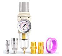 Tailonz Pneumatic AW2000-02BG Combo de regulador de filtro de aire comprimido Piggyback 1/4" NPT - Cuenco de poliéster, drenaje manual, soporte, calibre