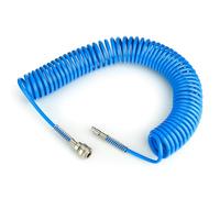 TAILONZ PNEUMATIC Azul 10M manguera de aire en espiral de PU con 8mm de diámetro exterior, (con acoplamiento rápido y boquilla de enchufe, material de la manguera de PU)