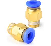 TAILONZ PNEUMATIC Azul Macho Recto 10 mm Diámetro exterior del tubo x 1/4 BSP Racores de conexión rápida PC10-02 (Paquete de 2)