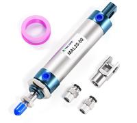 TAILONZ PNEUMATIC Cilindro neumático doble efecto de 25 mm de diámetro y 50 mm de carrera con conector en Y y 2 racores de 6 mm MAL25x50