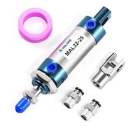 TAILONZ PNEUMATIC Cilindro neumático doble efecto de 32 mm de diámetro y 25 mm de carrera con conector en Y y 2 racores de 8 mm MAL32x25