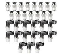 TAILONZ PNEUMATIC Combinación de codo y recta 10MM Tubo OD x 1/4 Pulgada BSP Rosca Push to Connect PC10-02+PL10-02(Pack de 30)