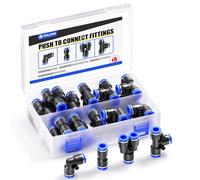 TAILONZ Pneumatic Kit de accesorios neumáticos de empuje para conectar de 10 mm, 5 divisores, 5 codos, 5 dientes, 5 rectos (20 piezas)