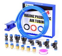 TAILONZ PNEUMATIC - Kit de tubo de manguera de aire de poliuretano de 4 mm de diámetro exterior y 2,5 mm de diámetro interior, 16 metros, azul