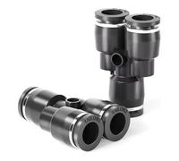 TAILONZ PNEUMATIC Negro 10MM OD Y Spliter Plastic Push to Connect Fittings 3 Ways Tube Connect Push Fit Push Lock PY10(Pack of 2)