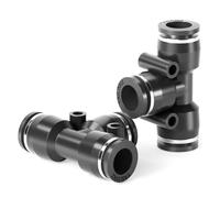 TAILONZ PNEUMATIC Negro 8MM OD Tee Plástico Push to Connect Racores 3 Ways Tube Connect Push Fit Push Lock PE8(Pack of 10)