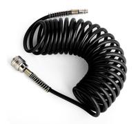 TAILONZ PNEUMATIC Noir Tuyau spiralé en PU de 5M avec un diamètre extérieur de 8mm, (avec raccord rapide et embout, matériau du tuyau en PU)