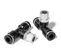 TAILONZ PNEUMATIC pieza en T macho con rosca BSP de 6 mm x 1/4 pulg. y racores rápidos PB6-02(paquete de 2)