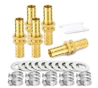 TAILONZ PNEUMATIC Racor pasamuros para manguera de latón de 5 piezas de 6 mm a 6 mm de lengüeta, racor hexagonal recto con abrazadera de 10 piezas