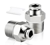 TAILONZ PNEUMATIC Racor Recto Macho 10mm Tubo OD x 1/2 Pulgada BSP Rosca Empujar para Conectar Cobre Niquelado TPC10-04 (Pack de 2)
