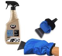 TailoTec Rascador de Hielo para Coche - Liquido Quita Hielo Coche - Rasqueta Parabrisas Eficiente (20 x 9 cm) - Quita Hielo Resistente para Parabrisas y Luna de Coche (1 RASQUETA + Spray)