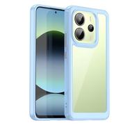 TailTech Funda para Redmi Note 14 4G EU Vision, parte trasera acrílica transparente ultra transparente y parachoques de TPU colorido, funda delgada a prueba de golpes, antiarañazos, azul