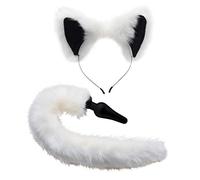 Cola de zorro y diadema anal (blanco y negro)