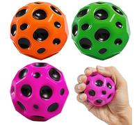 TaimeiMao 3 Bolas de Goma de Rebote Alto de La Bola de La Luna, Pelota de Rebote para Niños, Juguete de Pelota de Goma, Bola de Salto de Bola de Rebote Verde + Naranja + Rosa (Coloreado-)