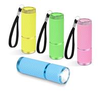 TaimeiMao 4 piezas Mini linterna LED con 9 LED, linternas con cordón y mango de goma, súper brillante Mini linterna LED, linterna impermeable para hogar, auto, trabajo al aire libre, viajes, camping