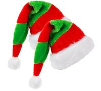 TaimeiMao Gorro de Navidad para Adultos y Niños - 2 Gorros Gruesos de Papá Noel, Rojo y Verde - Fiesta de Navidad