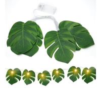 TaimeiMao Guirnalda de Luces LED Tropical, 2M 10 Hojas de Palmera LED, Guirnalda de Luces Tropical Hawái, Decoración Vegetal Primaveral para Interiores y Exteriores Fiesta Hawaiana Boda Playa