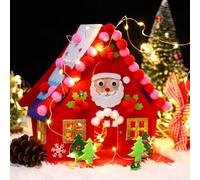 TaimeiMao LED Juguetes de Fieltro para Casa de Navidad, Casita Fieltro Christmas, Juego de CasA de FieLtro de Christmas, DIY Adorno De CaSa De Navidad De FIeltro (Red Old Man)