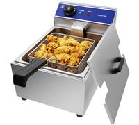 TAIMIKO Freidora eléctrica comercial única tanque de acero inoxidable 3000W 220V-240V Termostato 60-200 °C
