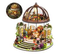 Taimimy Casa de Muñecas en Miniatura Maquetas, DIY Miniature House con Muebles y Luces LED, Decoración del hogar, Regalo para Niño Adultos Cumpleaños Navidad (Casa de Jardín)