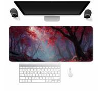 Tainrun Alfombrilla Ratón Gaming 700x300x2mm Rojo, Alfombrilla Escritorio | Alfombrilla de Ratón Antideslizante Bosque, Bordes Cosidos de Precisión, Mousepad XXL para Oficina,Estudio,Juegos