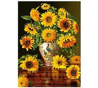 Tainrun Diamond Painting, Flores de girasol Cuadros Diamantes 5d, Mosaico Bordado de Diamante Pintura Punto de Cruz DIY Diamond Painting Kit Completo,Decoración de Pared del Hogar Round Drill,40x50cm