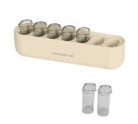Tainrunse Pastillero para el hogar, caja de viaje mini portátil de gran capacidad, sin olor, 7 rejillas con tapa separada, a prueba de polvo, una semana, pequeño, beige