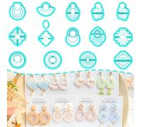 TAINSKY Cortadores de arcilla geométrica, cortadores de arcilla polimérica de 15 formas para hacer aretes, cortadores de arcilla polimérica orgánica, cortadores de arcilla bohemia para joyas de