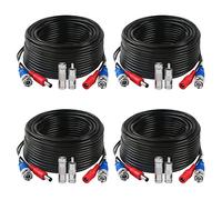 Tainston - Juego de 4 Cables BNC de alimentación de vídeo prefabricados para cámaras de Seguridad Todo en uno con Conectores para cámaras CCTV, Sistema de vigilancia DVR