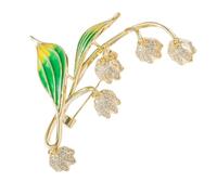 TAIOYHD Broche de lirio del valle for mujer, chapado en oro con esmalte y cristal, elegante pin floral for boda, regalo de dama de honor, accesorio de vestido(4PS)